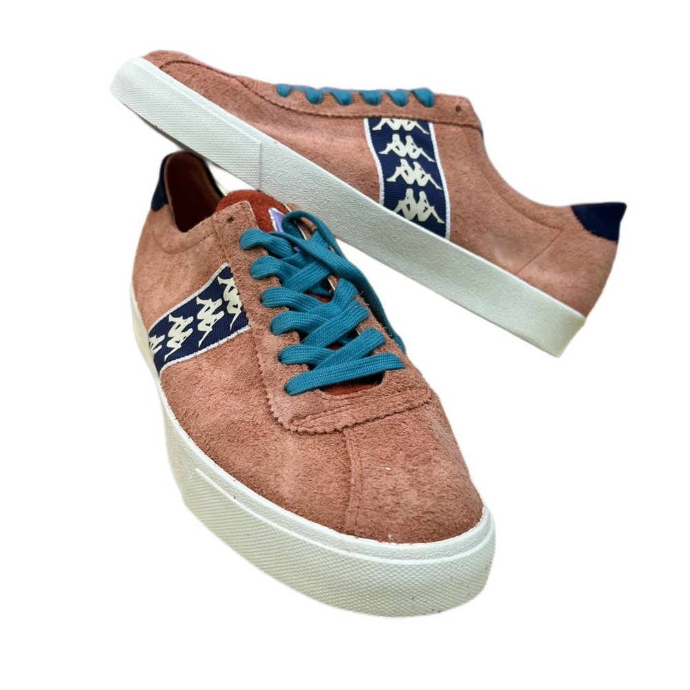 NWT Kappa Banda Club 7 Unisex Sneakers Tan Suede Style Teal Blue Men's 9 W 10.5
